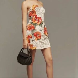 By Anthropologie Sweetheart Strapless Embellished Mini Dress